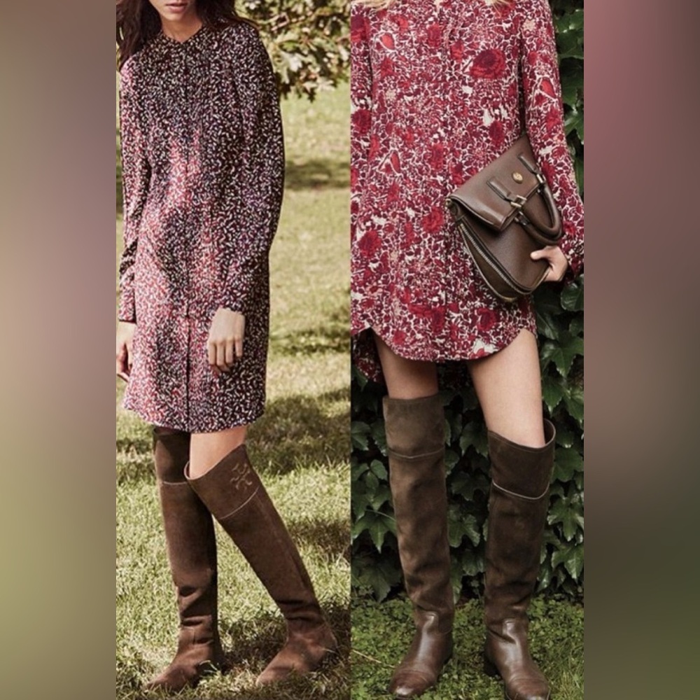 Tory Burch Over-the-Knee Suede Boots in Dark Brown - Picture 2 of 9